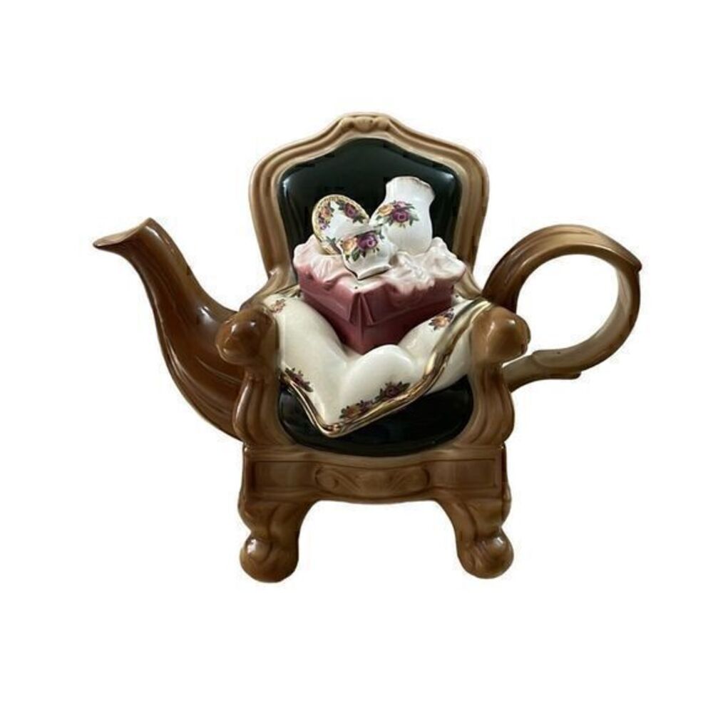 Royal Albert Brown and Pink Chair Teapot